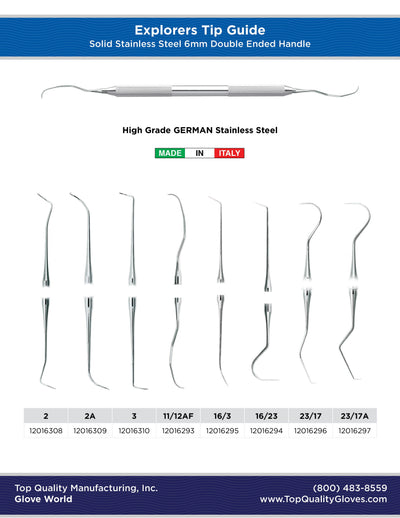 Explorers - Double Ended Solid Handle - 11/12AF, 23/17, & 2 - Solid Handle - 23/17 - Solid Handle (Sale)