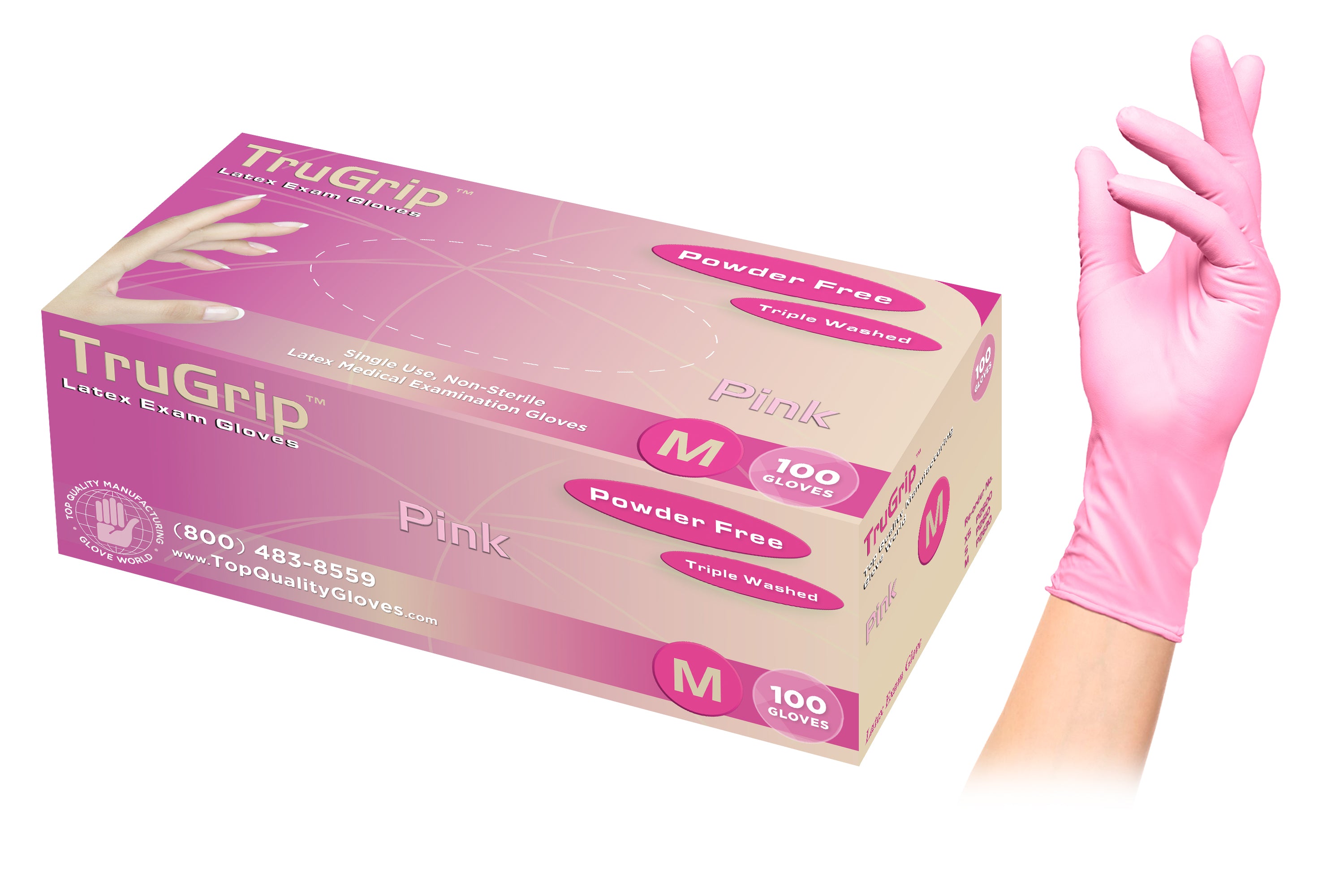 Exam Glove Disposable Gloves Pink Nitrile Disposable Gloves, 3-mil