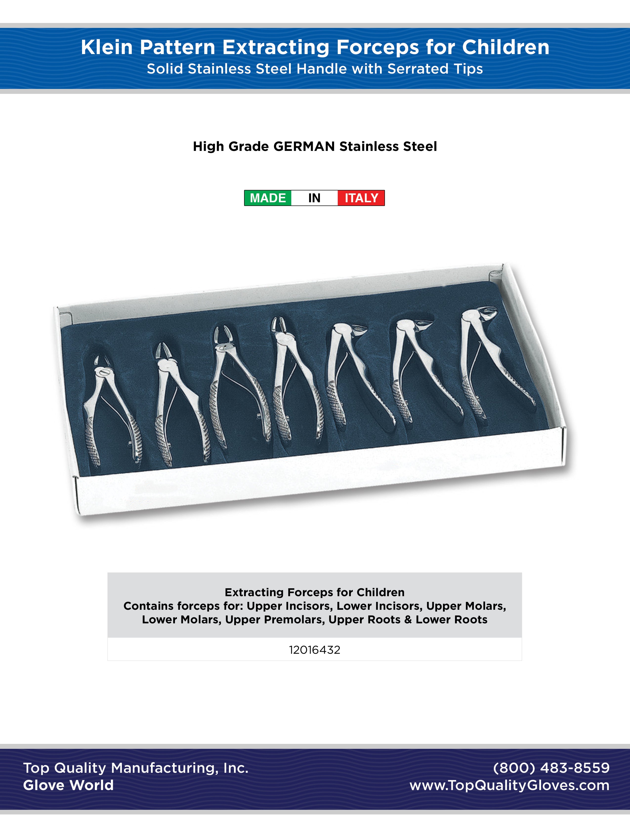 KELIN Pedo Extracting Forceps 7pc Set – Children's Dental Instruments